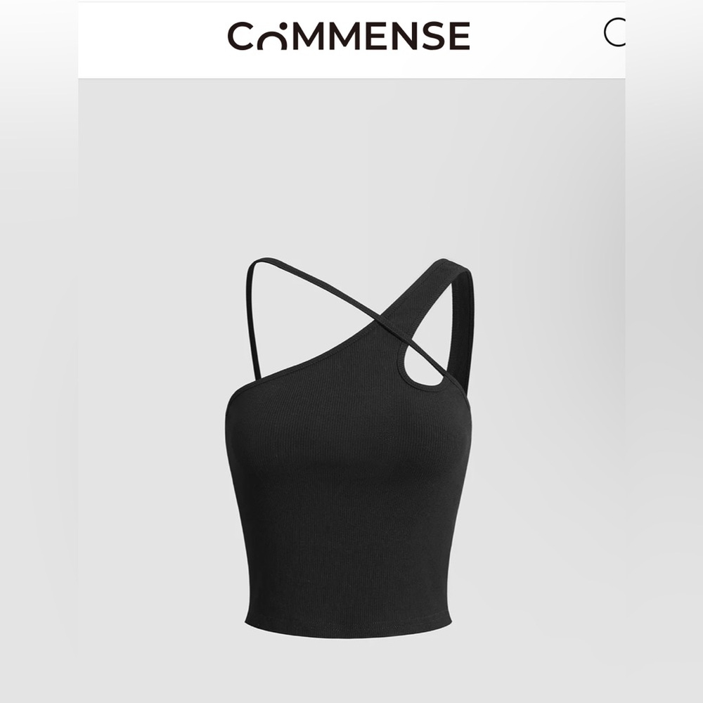 Commense Asymetrical Tank Top, Black, Sz M